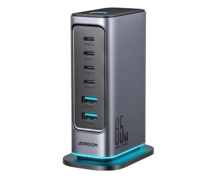 Ładowarka i akumulator JoyRoom Ładowarka GaN wieloportowa 65W EU 4x USB-C 2x USB-A JR-TCM02 6956116795528